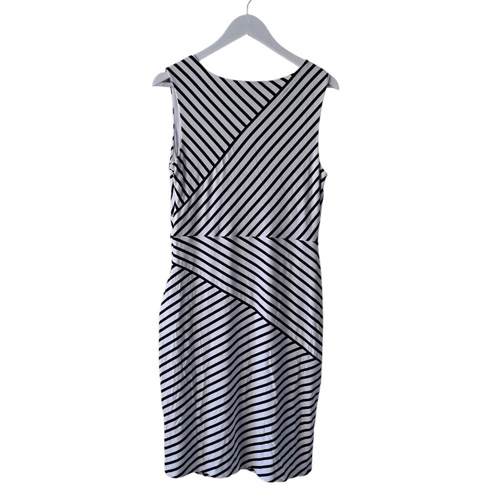 White House Black Market Sleeveless Stripe Surplice Sheath Dress White Black 12 - Picture 3 of 15
